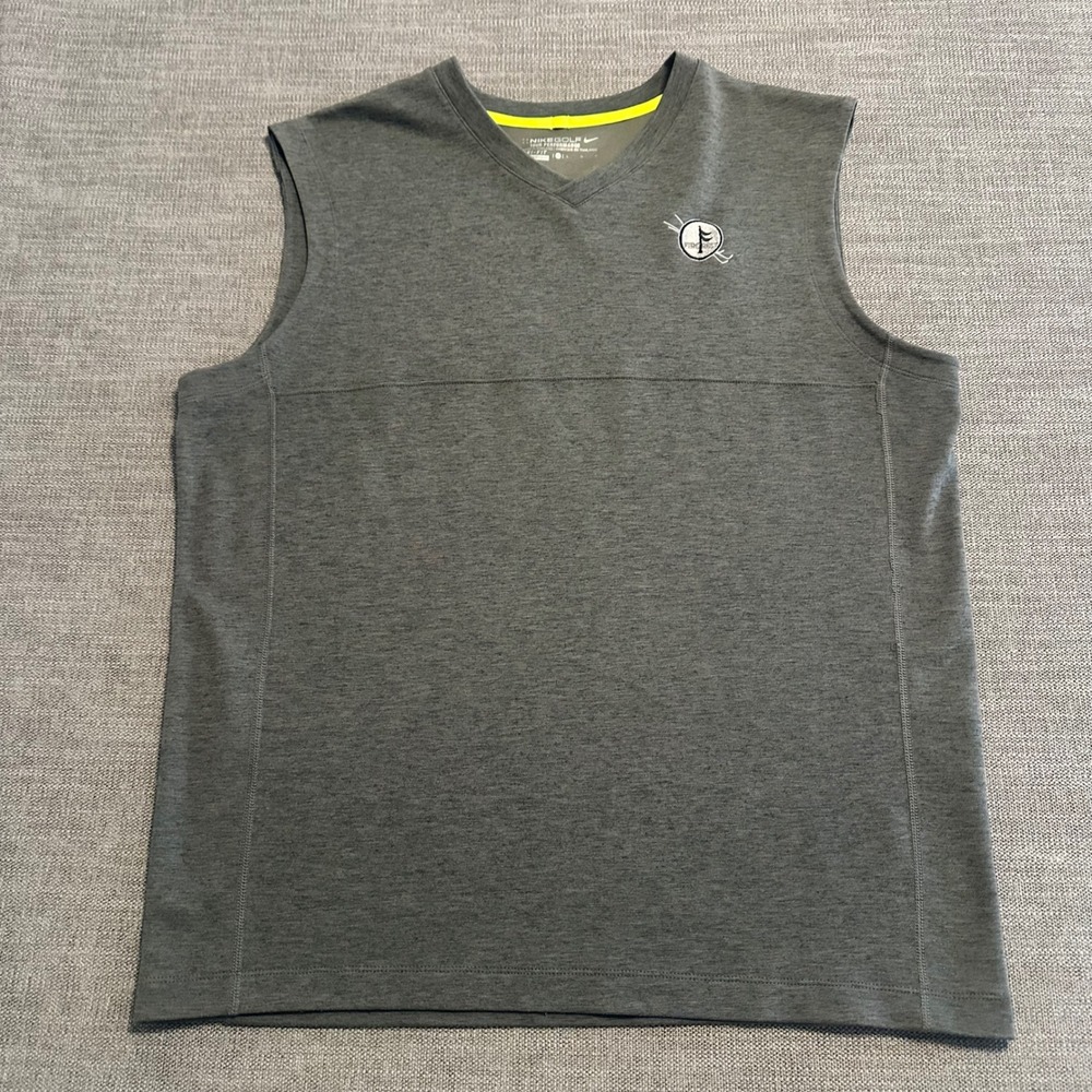 Nike Golf Sleeveless Top Mens Large Grey Dri-FIT Wool Blend V-Neck